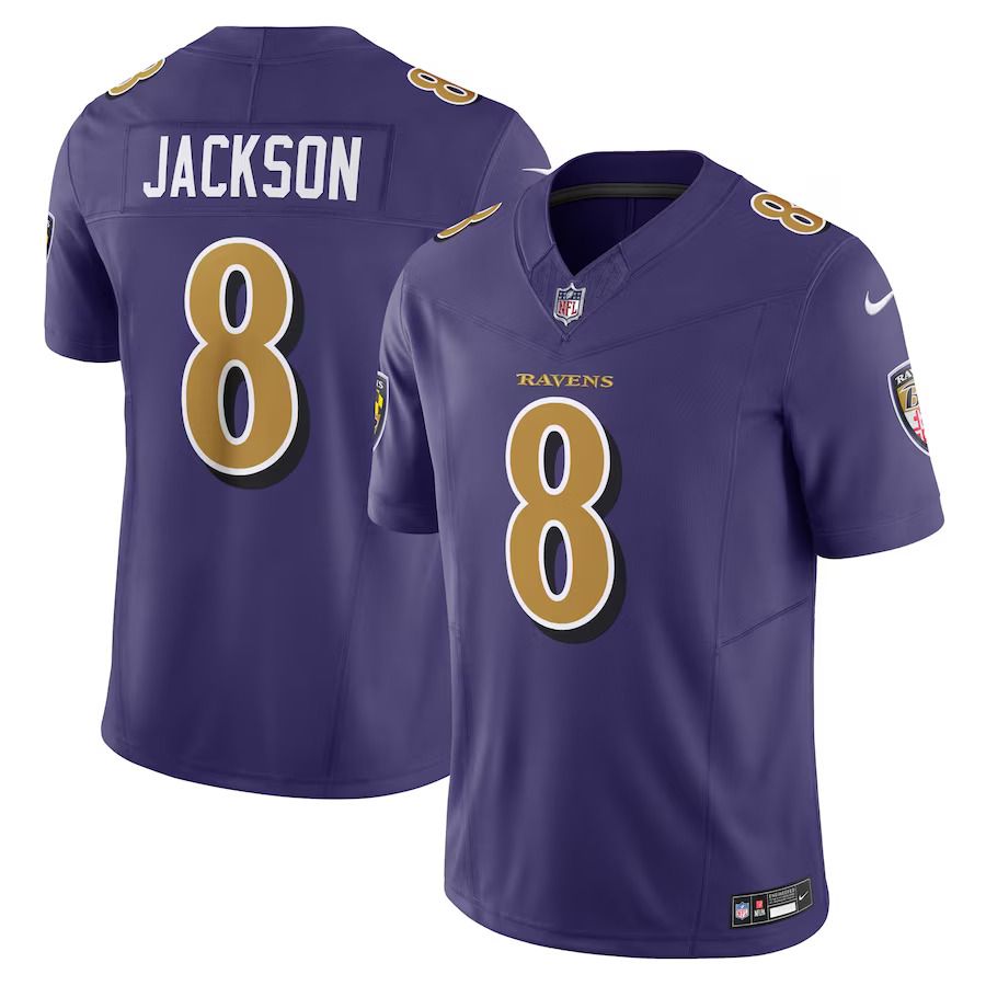 Men Baltimore Ravens #8 Lamar Jackson Nike Purple Vapor F.U.S.E. Limited NFL Jersey